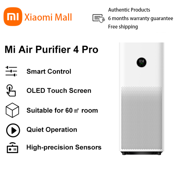 Xiaomi Mijia Air Purifier 4 Pro OLED Touch Screen Negative Ion Air Outlet Formaldehyde Removal Low Noise Air Cleaner APP Control