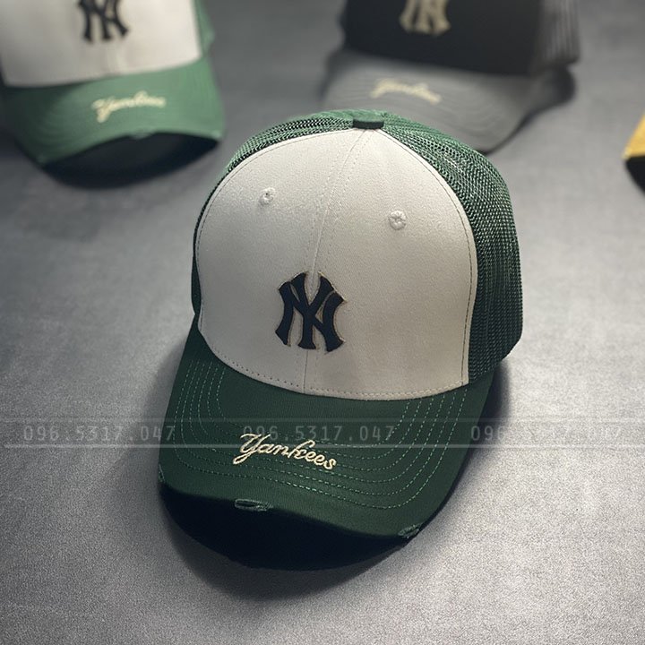 Nón mũ lưỡi trai ny mlb lưới, thêu chữ ny trên vành, chất liệu lưới thoáng mát