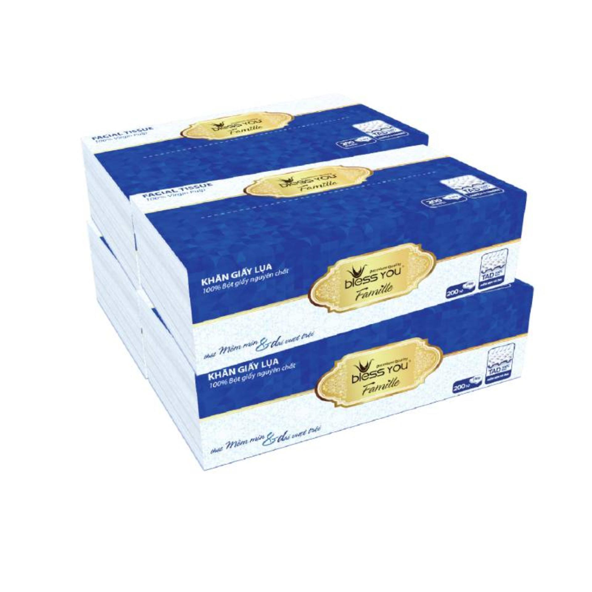 Combo 4 Gói Khăn Softpack Bless You Famille 200 tờ