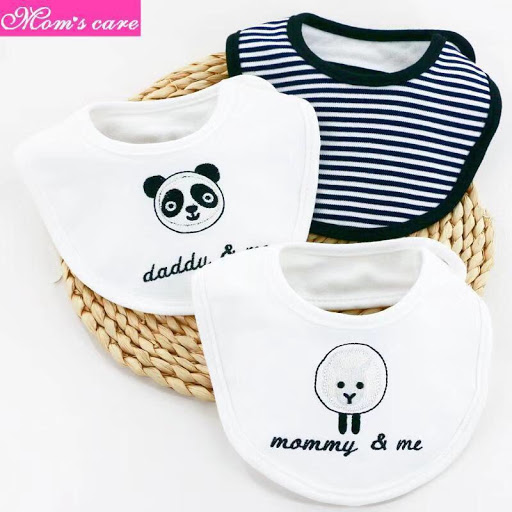 Set 3 yếm tròn cotton Momcare cao cấp