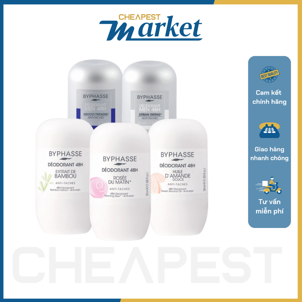 ( Chính hãng) Lăn Khử Mùi Byphasse Deodorant 48h Roll On 50ml