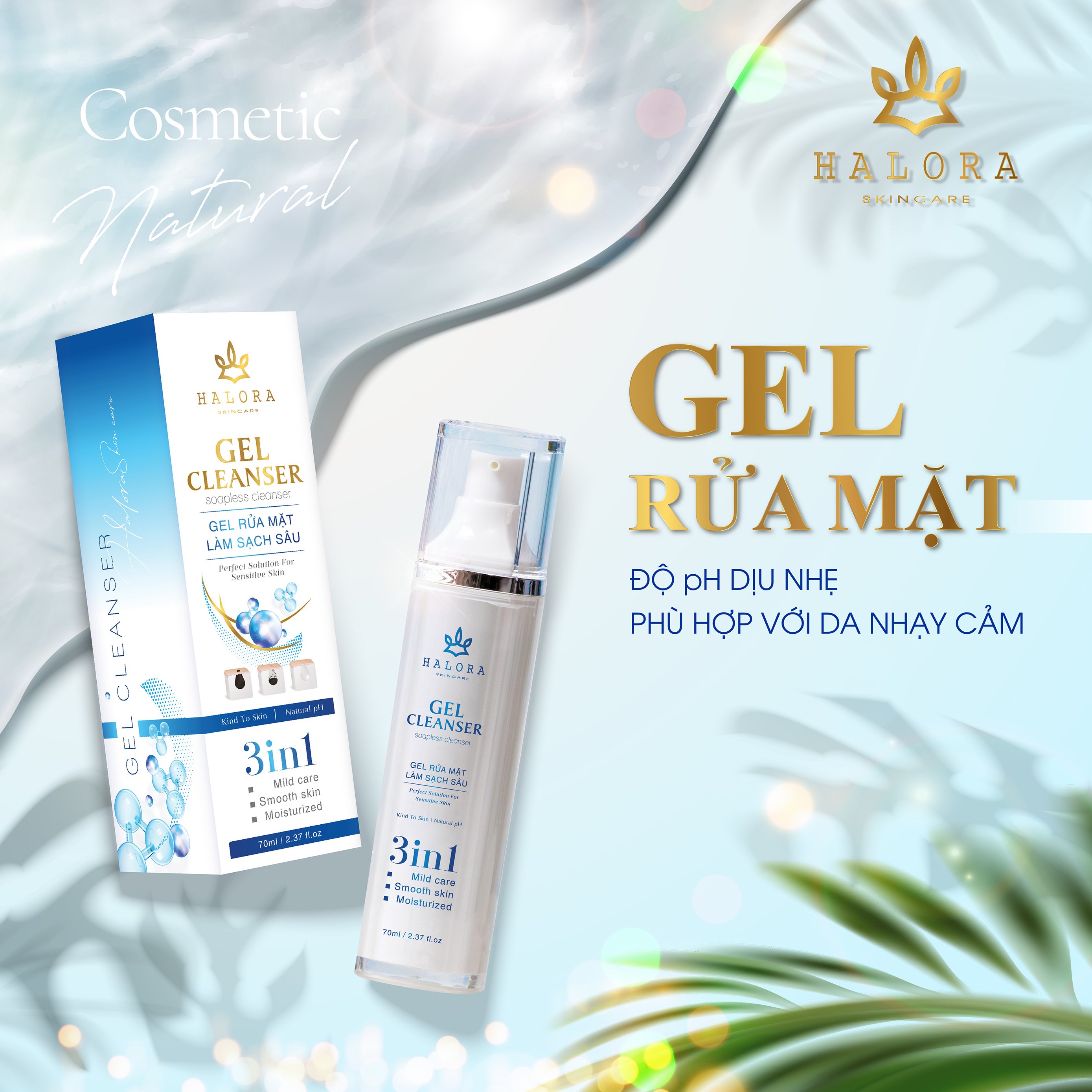 GEL RỮA MẶT  KHÔNG BỌT HALORA ( DÀNH CHO DA KHÔ VÀ MỤN )