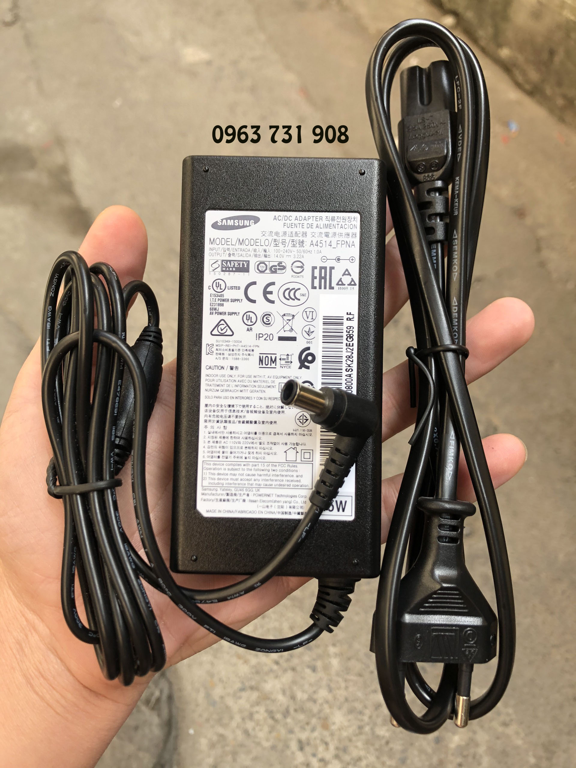 Adapter nguồn samsung 14v 3.22a chính hãng