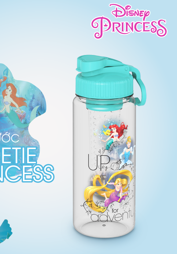 Bình nước cho bé cao cấp hình mickey và công chúa