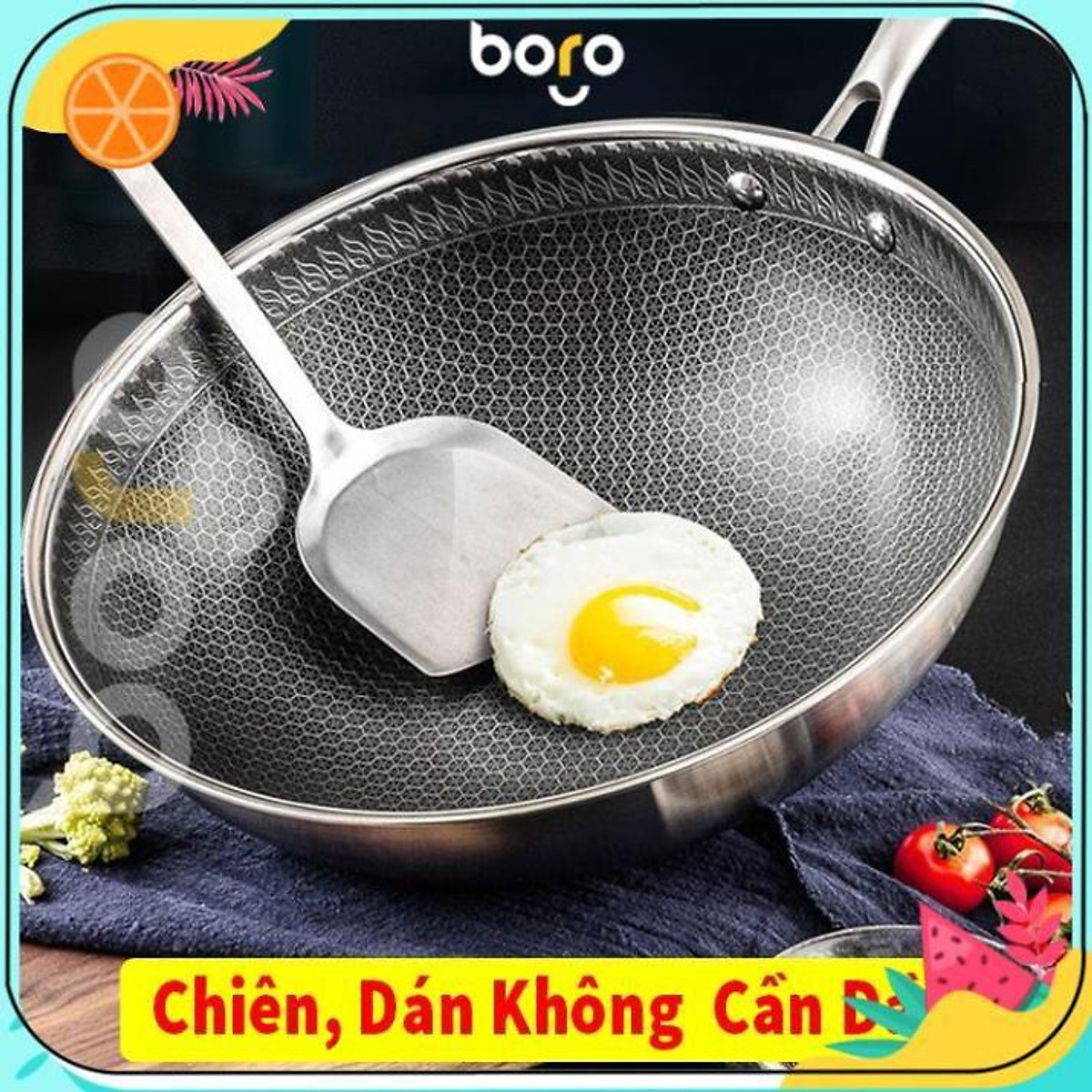 Chảo chống dính chảo vân tổ ong sâu lòng inox size 32 cm hàng cao cấp