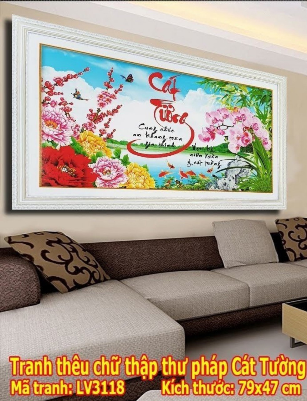 Tranh thêu chữ thập cát tường-Ngọc Thịnh