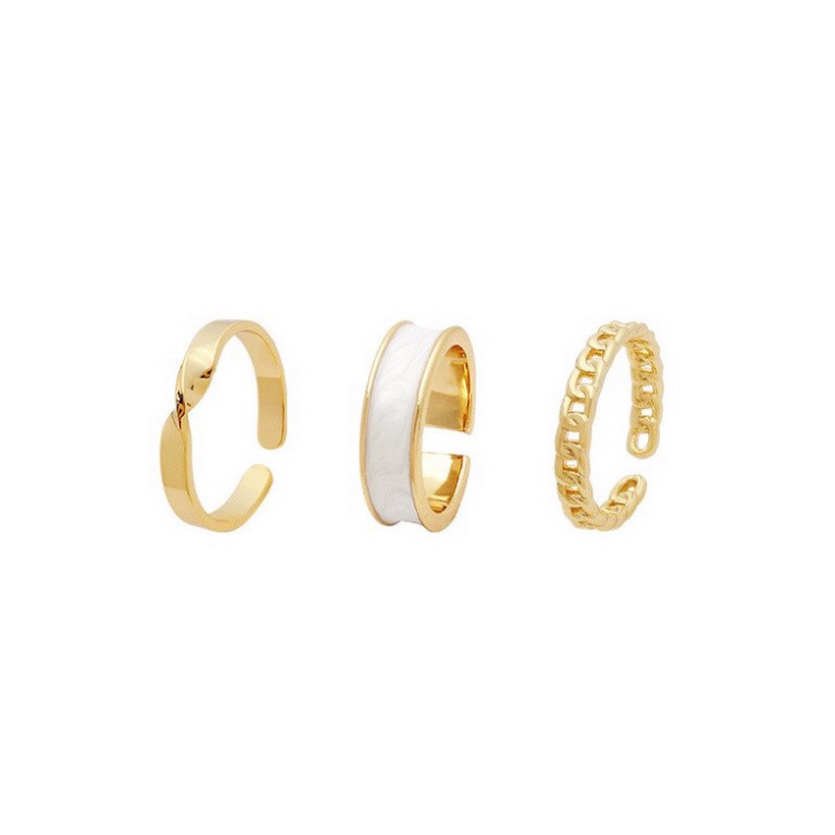 Set 3 Nhẫn Đeo Ngón Tay Phong Cách Hàn Quốc Cá Tính