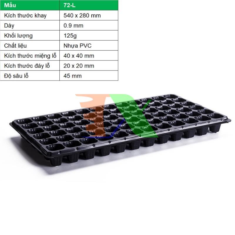 Bộ 5 khay ươm cây, khay ươm hạt, vỉ ươm (72 lỗ)