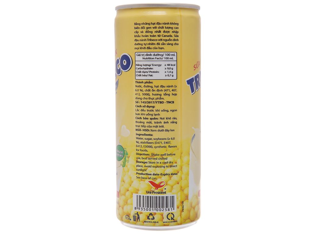 Sữa đậu nành Tribeco Trisoy lon 240ml