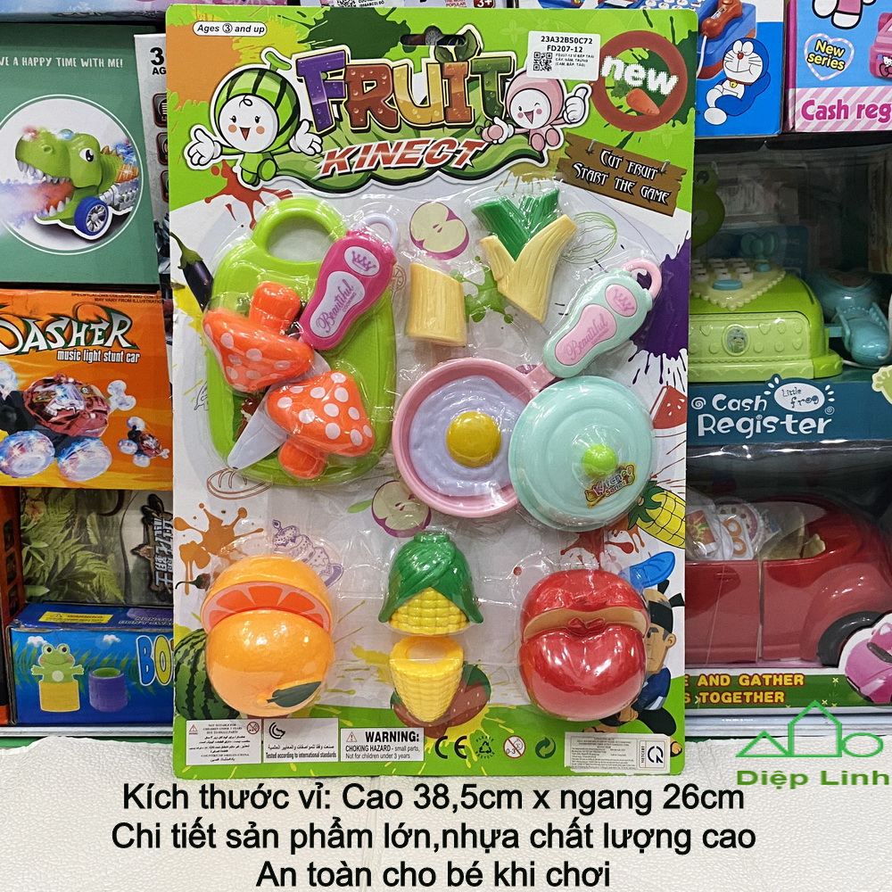 Túi đồ chơi trái cây - Bộ đồ chơi cắt hoa quả - Vỉ đồ chơi trẻ em - Diệp Linh