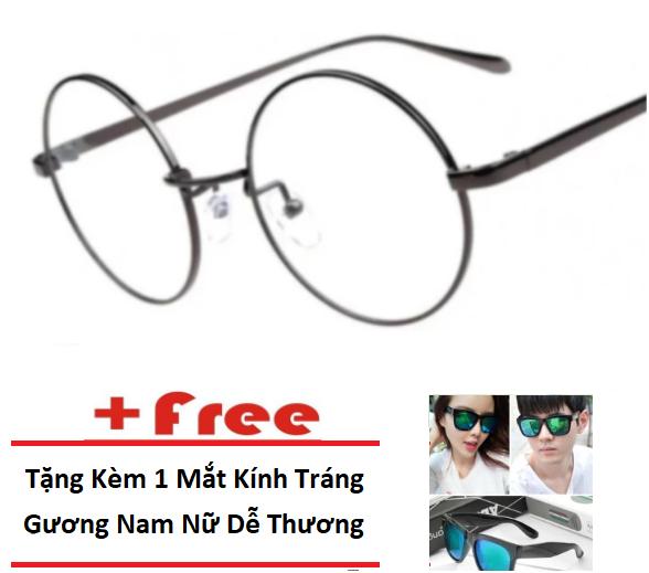 [HCM]Kính Gọng Tròn Nobita dễ thương (Đen) + Tặng mắt kính sành điệu (Xanh)