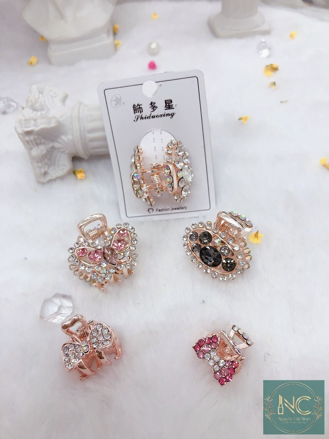 Kẹp tóc càng cua Mini đính đá pha lê phong cách mới