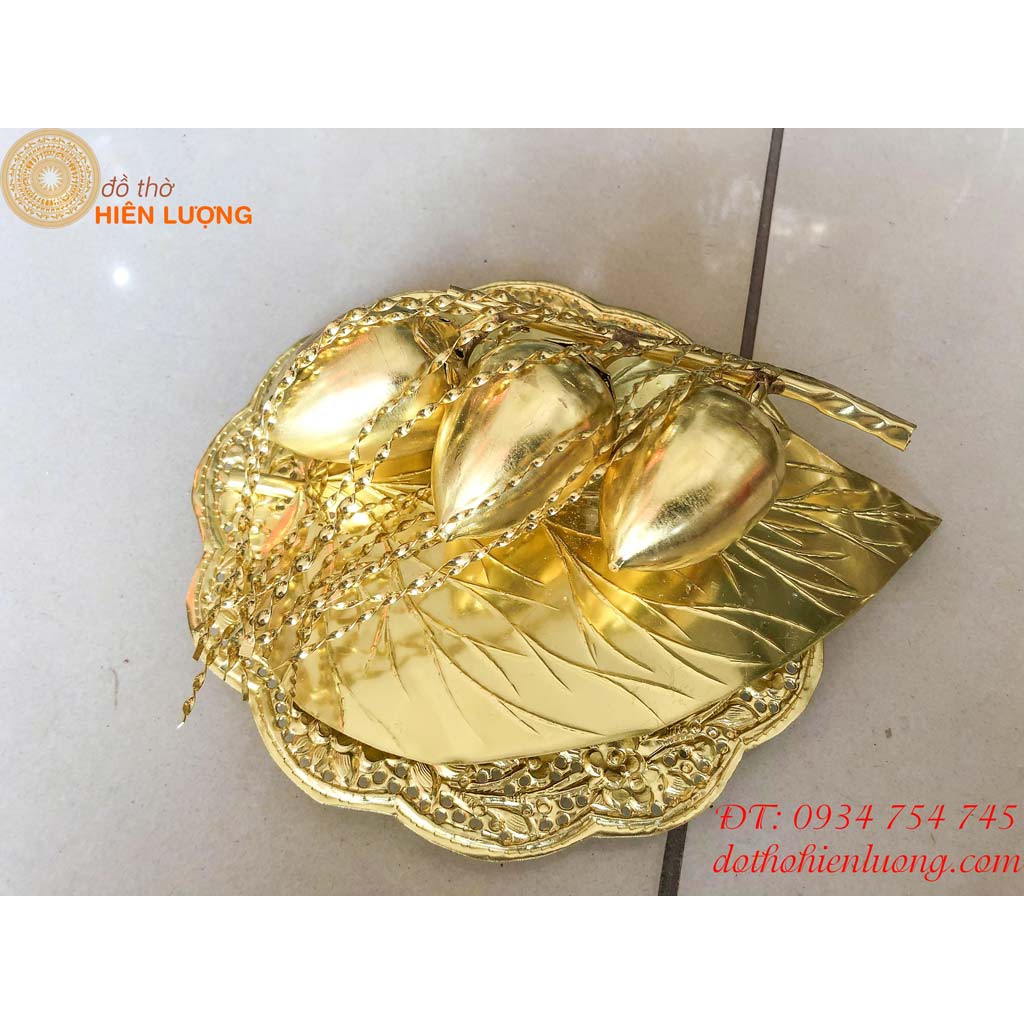 Bộ Trầu Cau Quả Bằng Đồng 5 Quả Và 3 Thờ Cúng