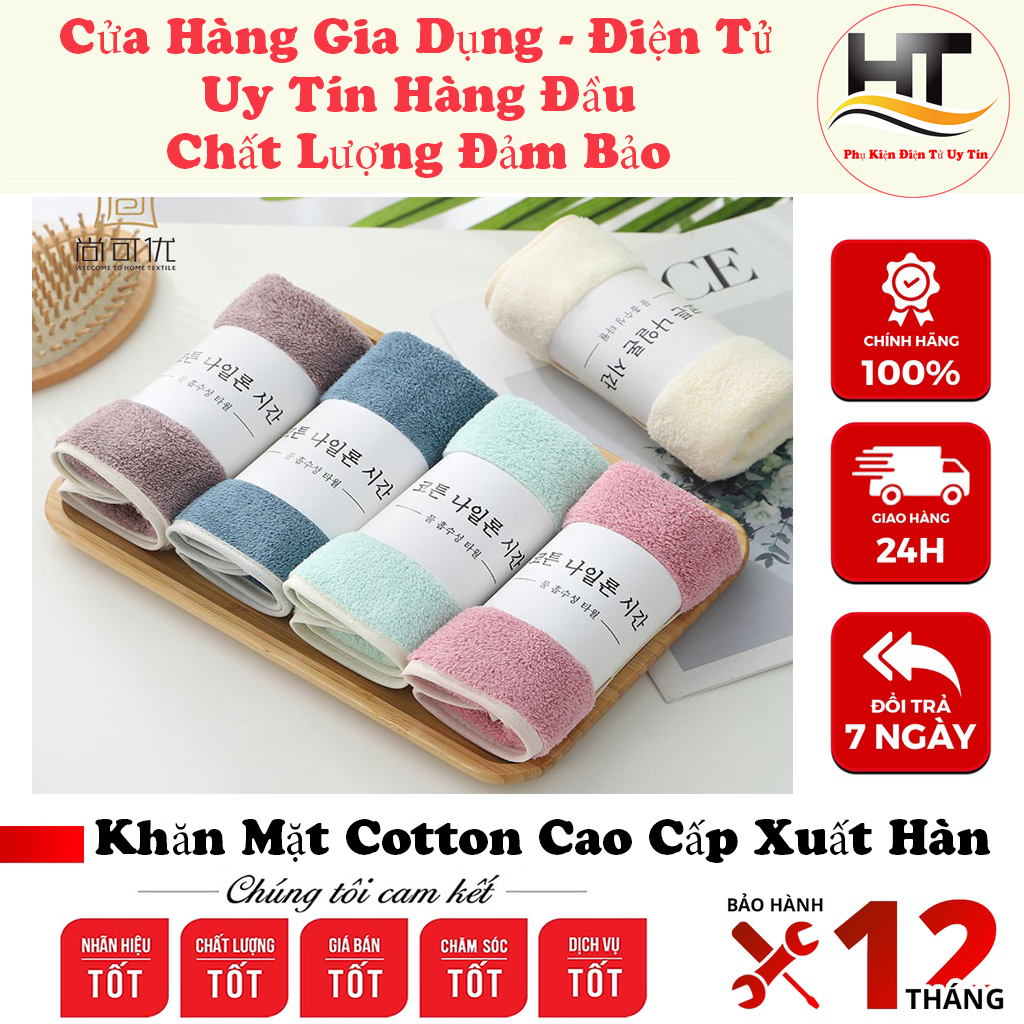 Combo 5 Khăn Mặt Cotton Cao Cấp Xuất Hàn 30*50cm