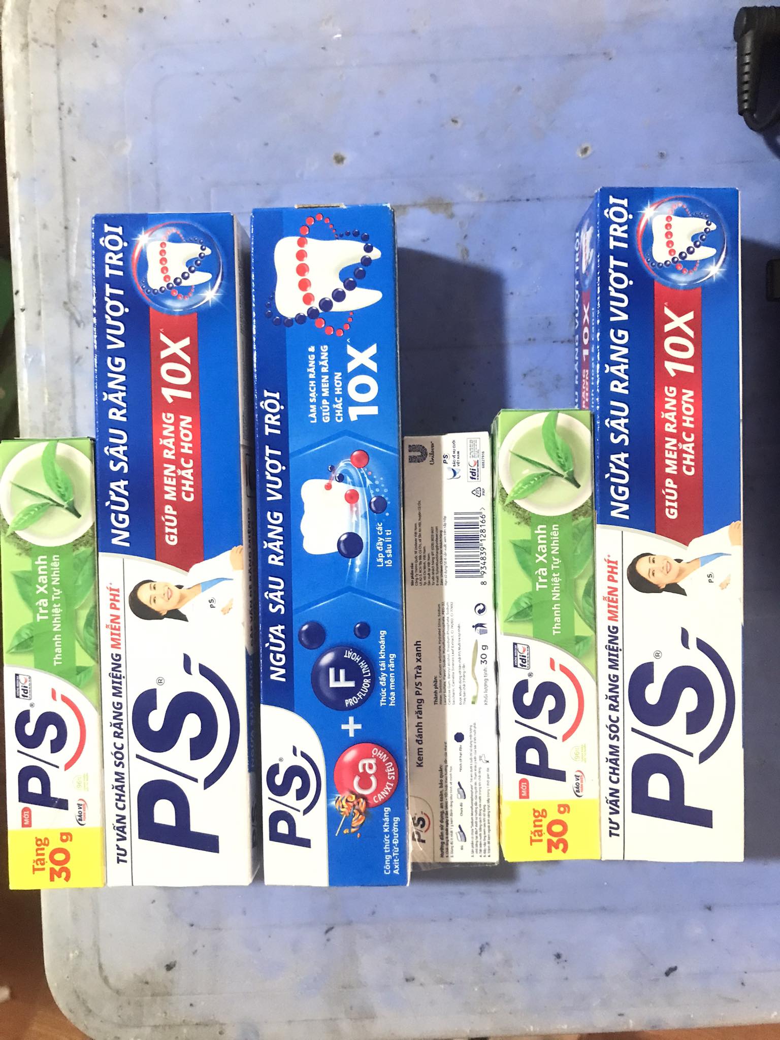 Kem đánh răng p/s vượt trội ngừa sâu răng tặng kem đánh răng p/s trà xanh .
