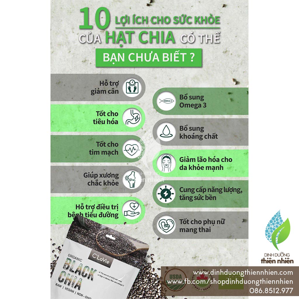 [200g] Hạt Chia Hữu Cơ C'Lavie Organic Chia Seed, 200g