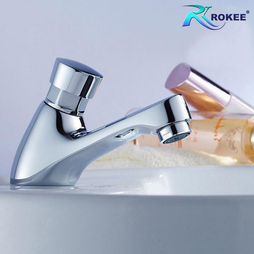 Vòi lavabo lạnh nhấn hơi Rokee DL311 (Trắng bạc)