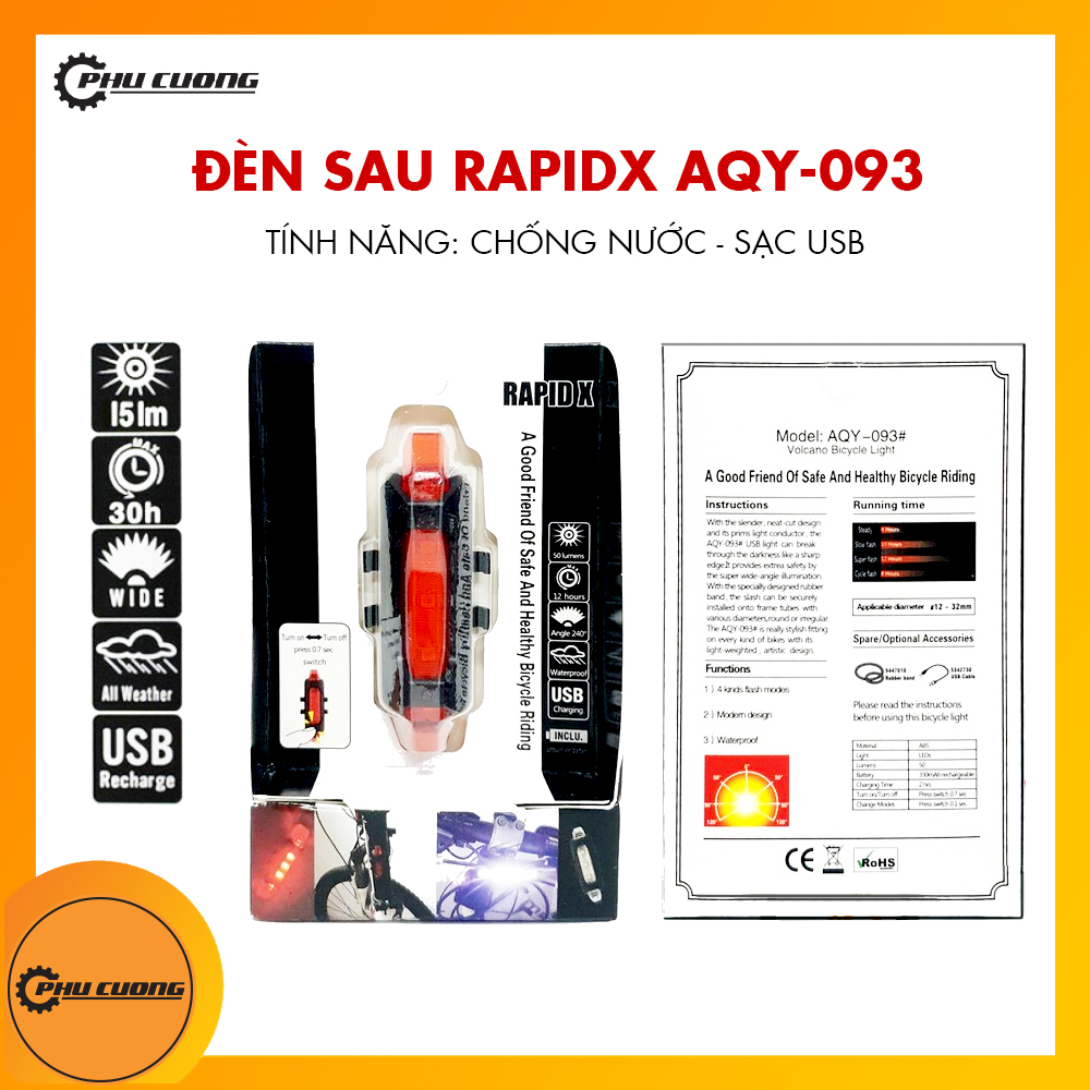 Đèn sau xe đạp rapidx aqy-093