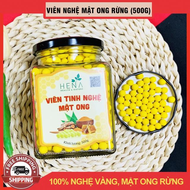 nóng HENA Viên Nghệ Mật Ong Rừng 500g Viên Tinh Nghệ Mật Ong 100 Từ Thiên