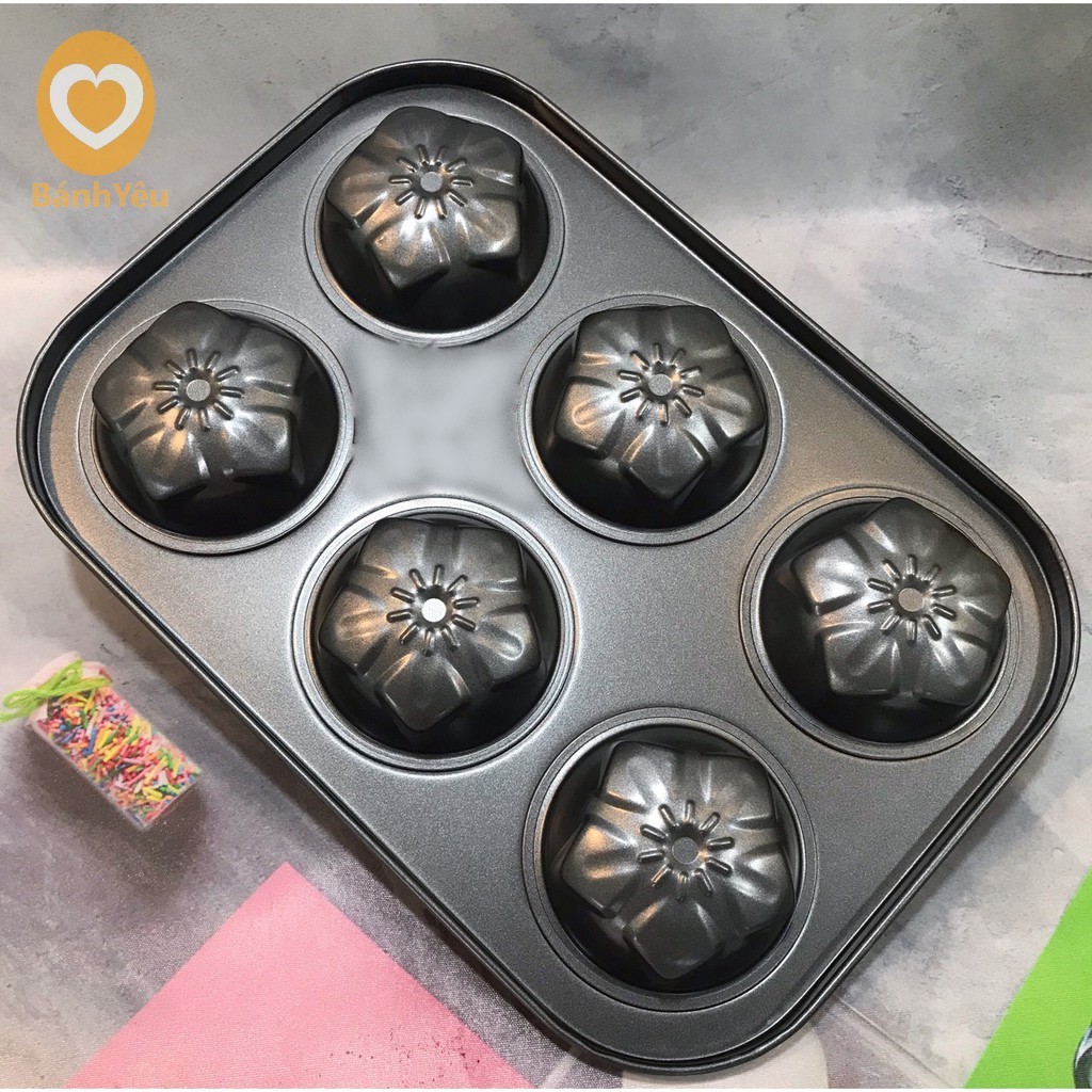 Khuôn Cupcake 6 lỗ Hoa Mai