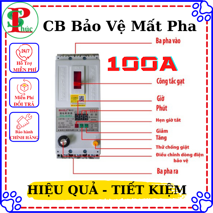 Attomat Chống Mất Pha Baili, CB Bảo Vệ Pha, Bảo Vệ Lệch Pha, CB Bảo Vệ Dòng Rò BAILI