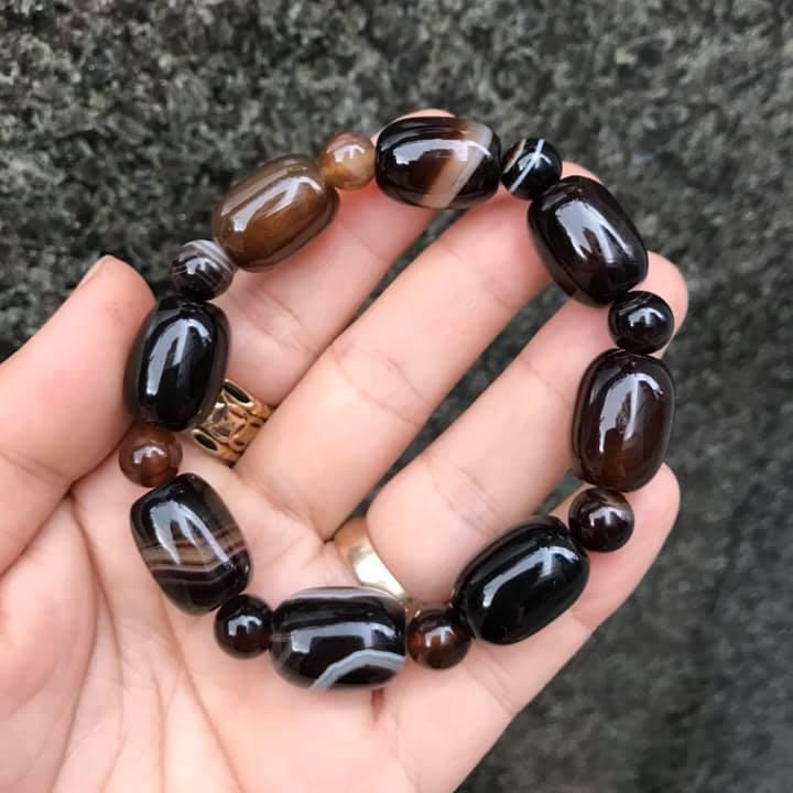 [HCM]VÒNG TAY LU THỐNG TÀI LỘC ĐÁ MÃ NÃO 2 MẦU