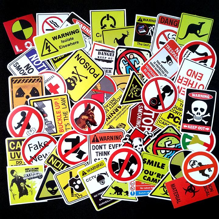 Bộ Sticker dán cao cấp chủ đề WARNING - Dùng dán Xe, dán mũ bảo hiểm, dán Laptop…