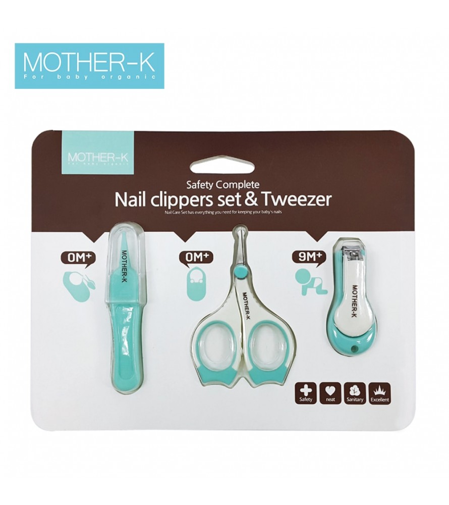 Bộ cắt móng tay có nhíp vệ sinh mũi MotherK (Trắng xanh)