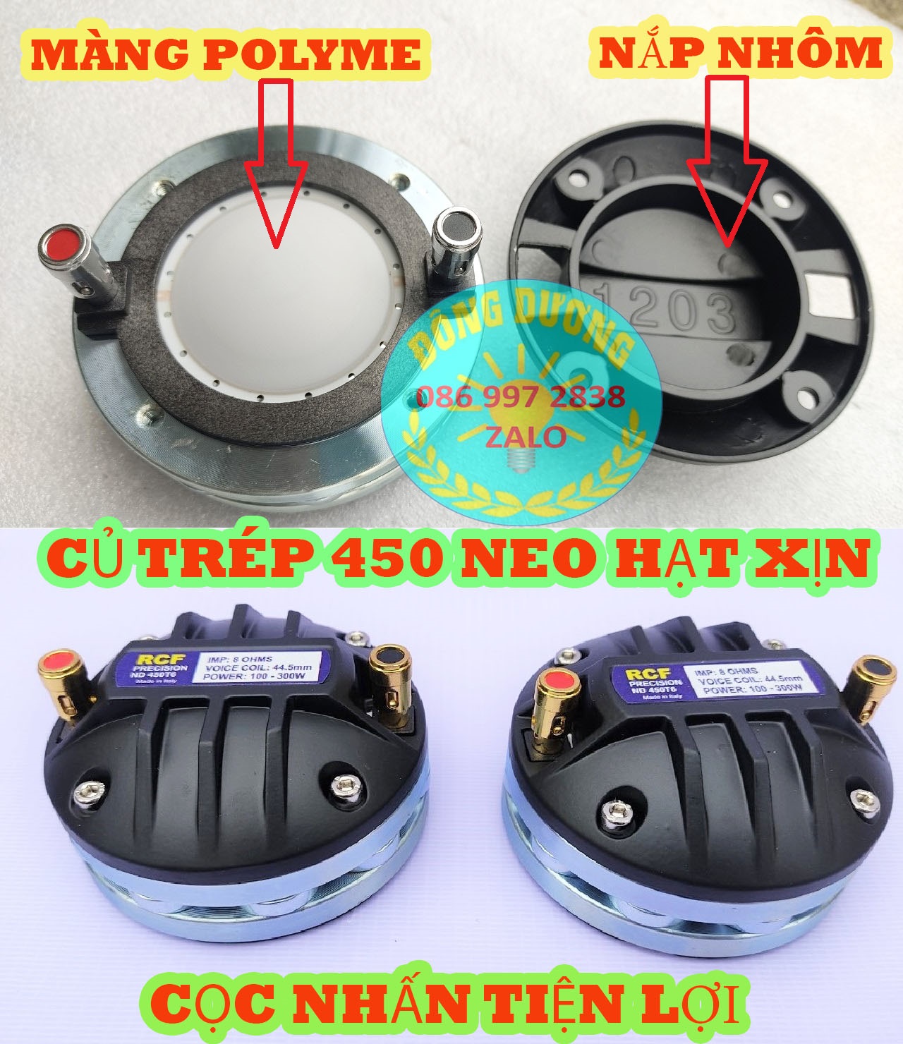 Loa trép 450 rcf neo bi coil 44.4 dây dẹt - giá một loa - tặng tụ