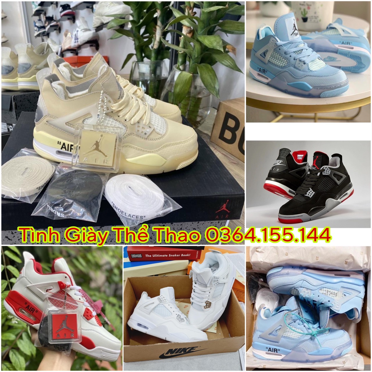 Full box-phụ kiện giày Jordan 4 xanh biển offwhite cao cấp