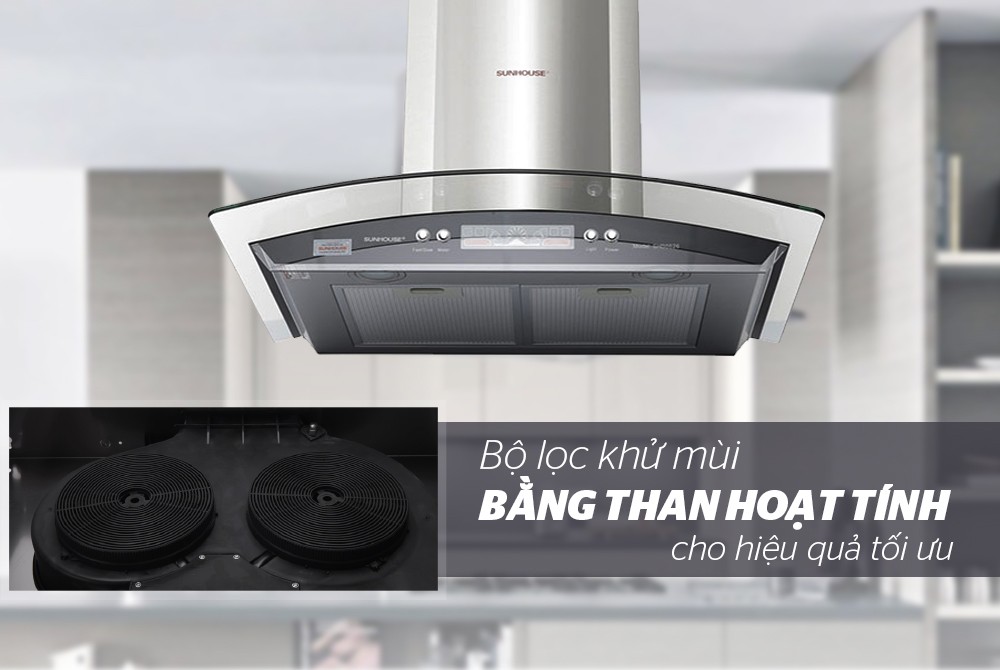Máy Hút Mùi Kính Cong SUNHOUSE SHB6626