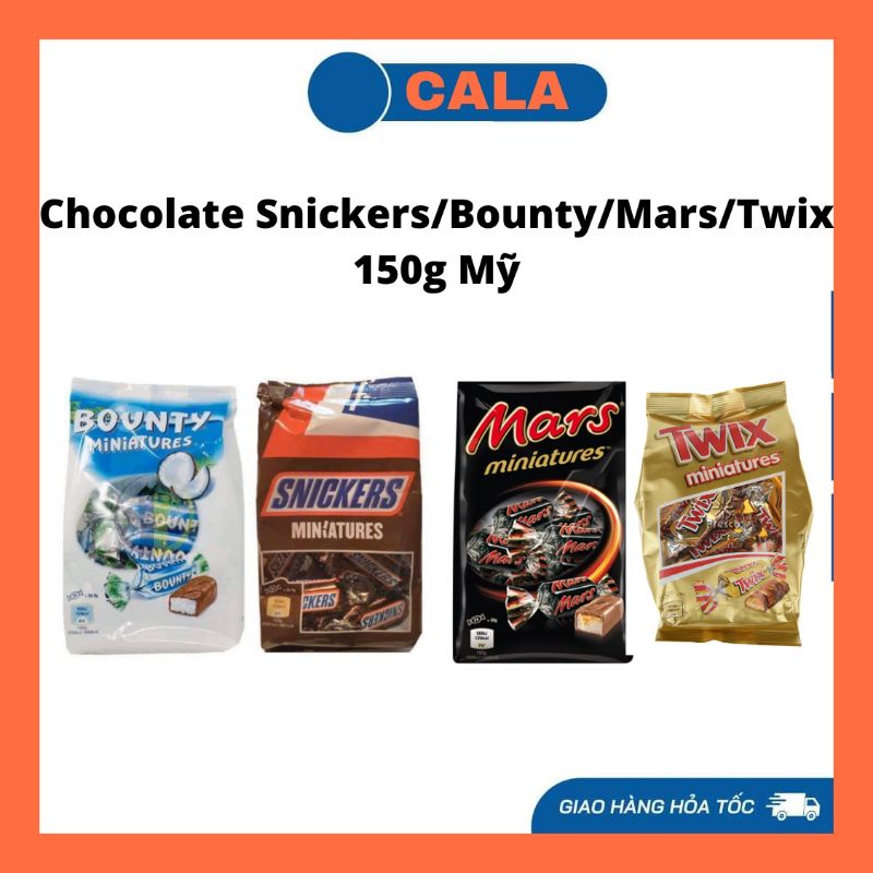(4 Loại) Socola Snickers/ Bounty/ Twix/ Mars Gói 150gr