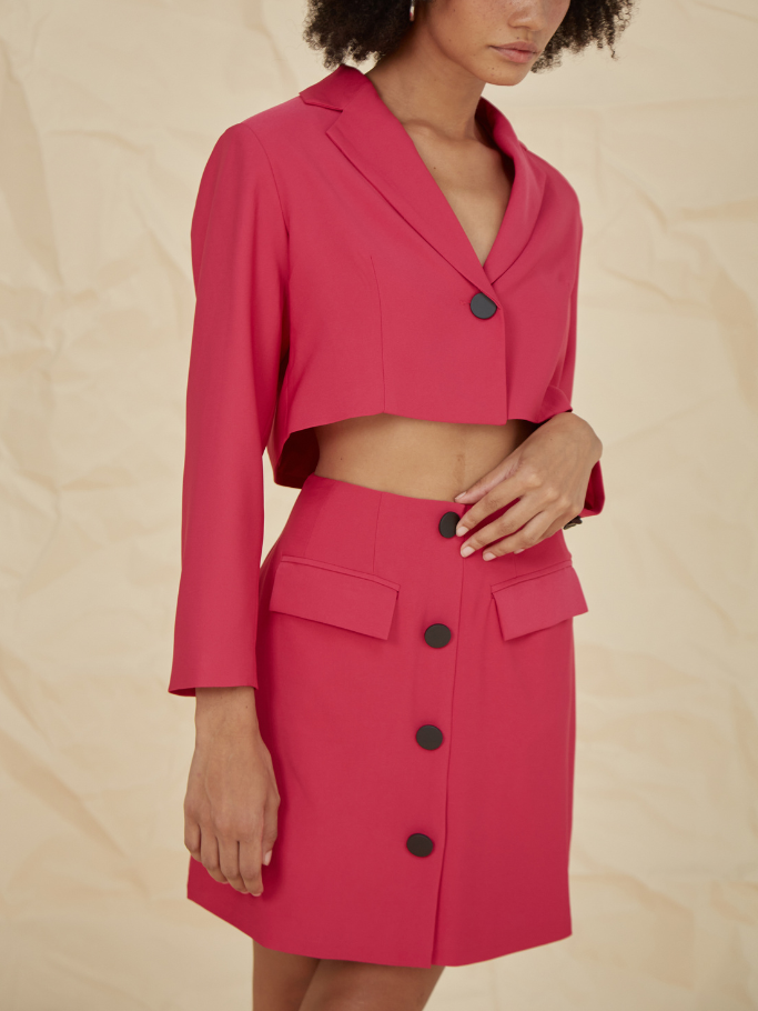 COCO SIN - Váy Mini Hồng Đính Nút