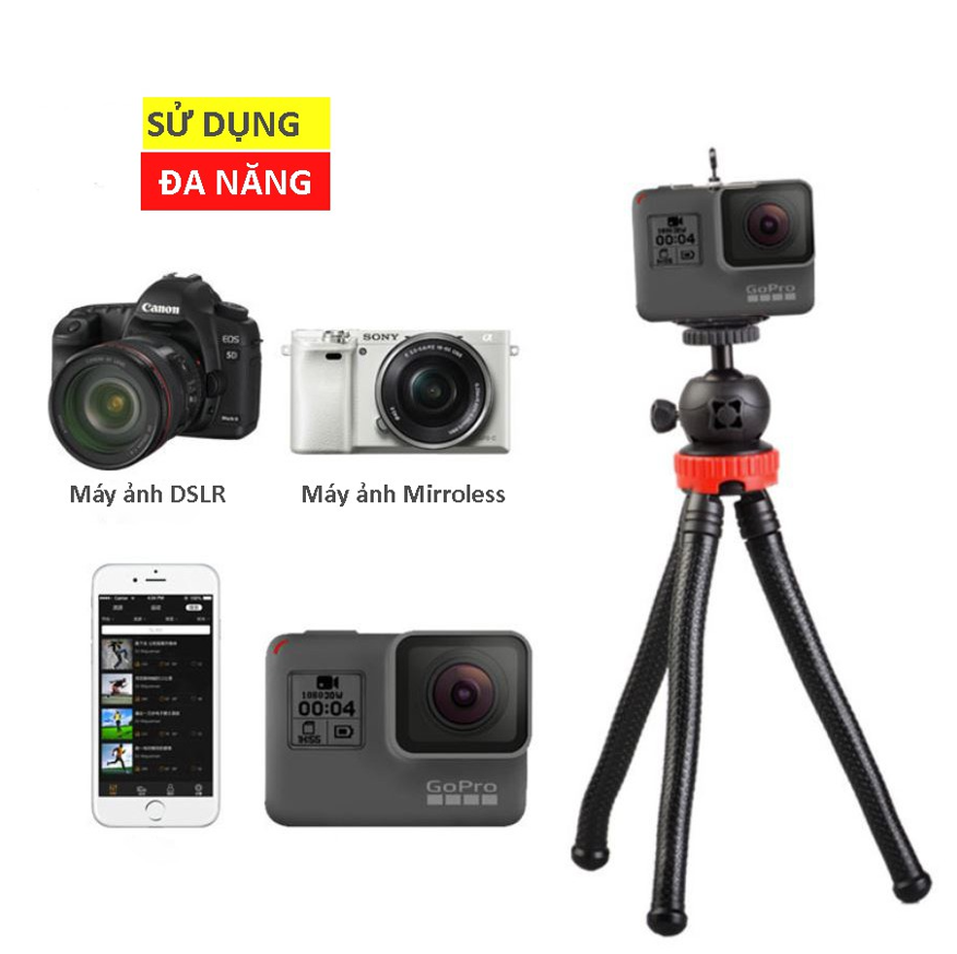 TRIPOD BẠCH TUỘC (CHÂN NHỆN) CHO ĐIỆN THOẠI, MÁY ẢNH, GOPRO