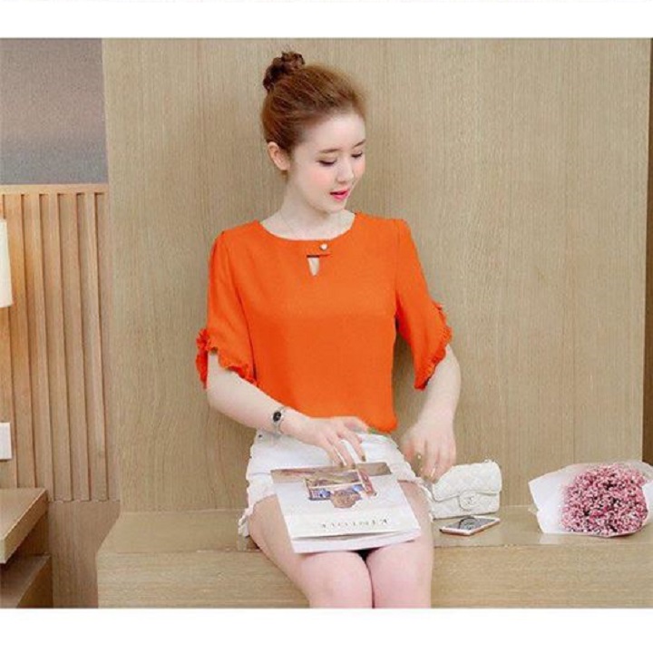 Áo Kiểu Ngắn Tay Viền Bèo