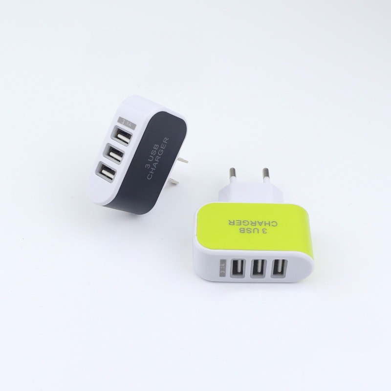 Củ Sạc 3 Cổng USB 3.1A Nhiều Màu