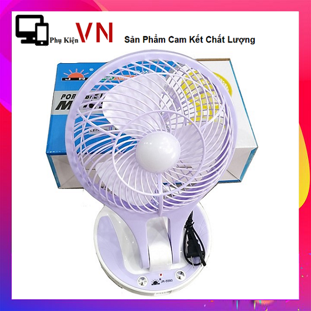 Quạt Pin sạc Cực To - Quạt Siêu mát - Đèn Siêu sáng - Nhiều màu