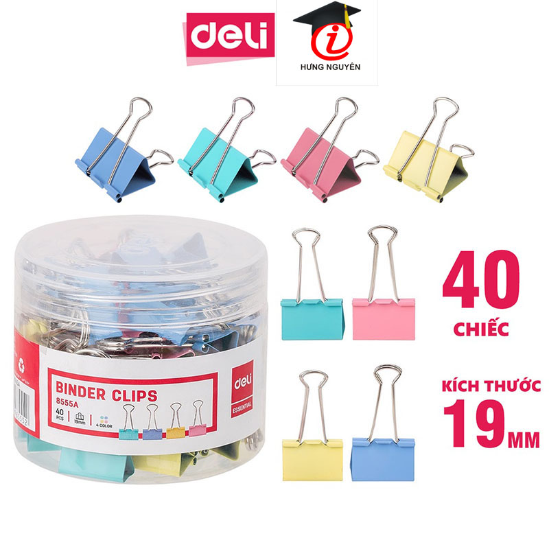 Kẹp bướm màu 19mm 8555A (Deli)