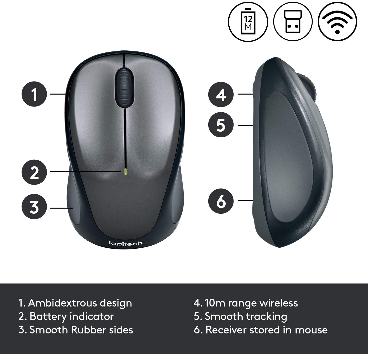 Chuột quang Logitech M235 LASER - Chuột OEM , Tặng 2 pin