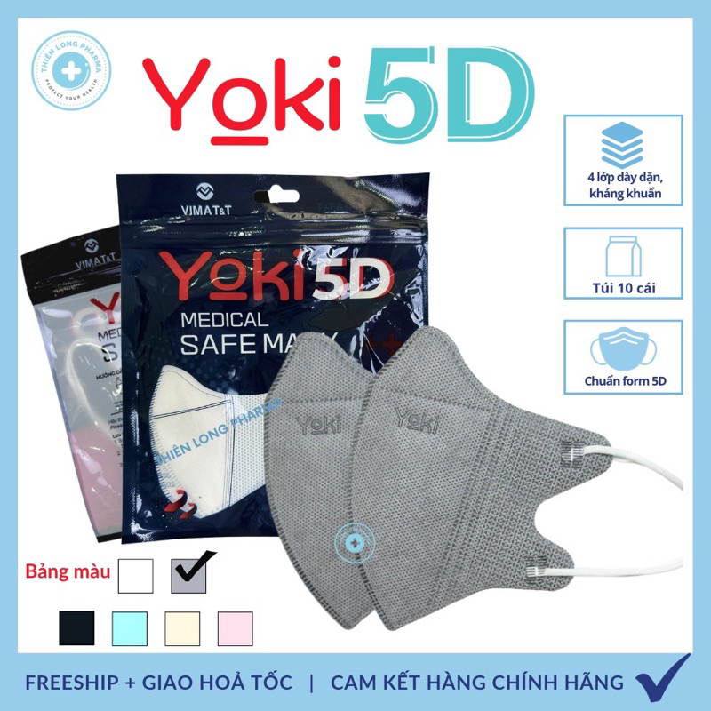 Khẩu trang 5D Mask Yoki 4 lớp kháng khuẩn siêu dày chuẩn form thoải mái hàng chính hãng công ty