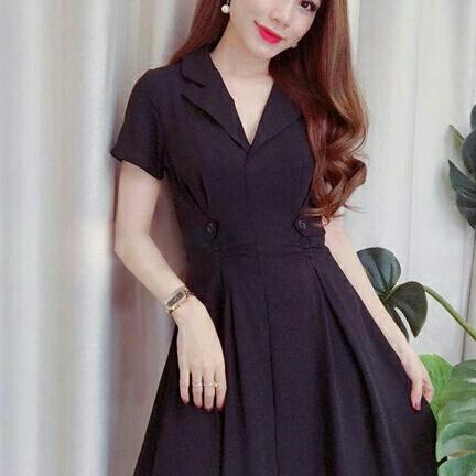 đầm cát hàn cổ vest