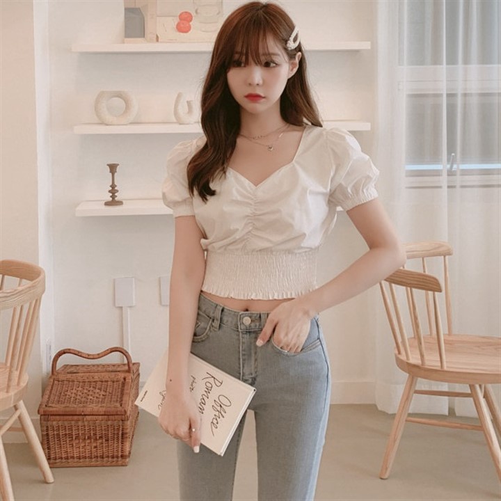 Áo Croptop Bo Chun Cổ V