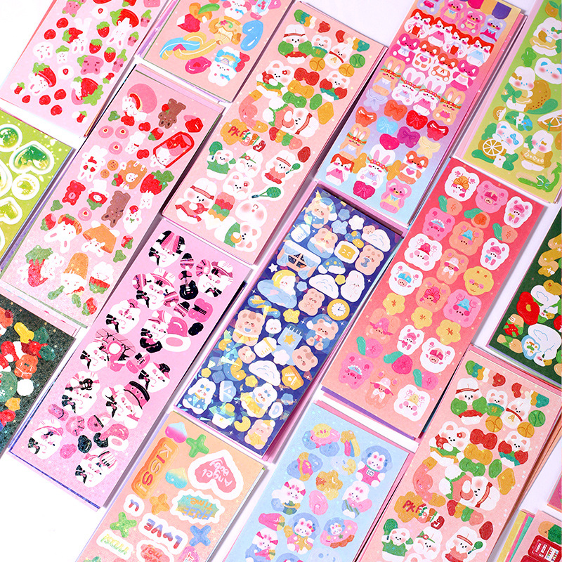 Set 100 tấm sticker lấp lánh dễ thương trang trí toploader