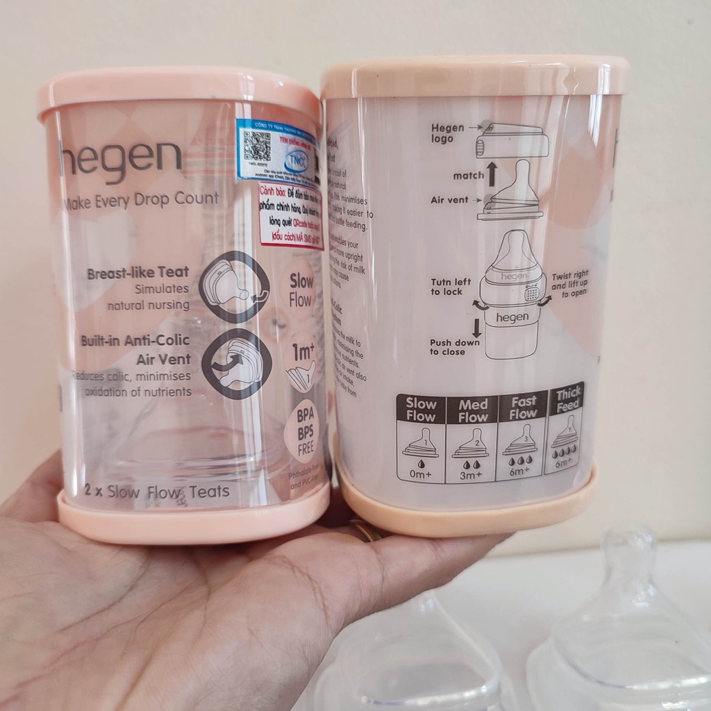 Núm ti bình sữa hegen siêu mềm đủ size