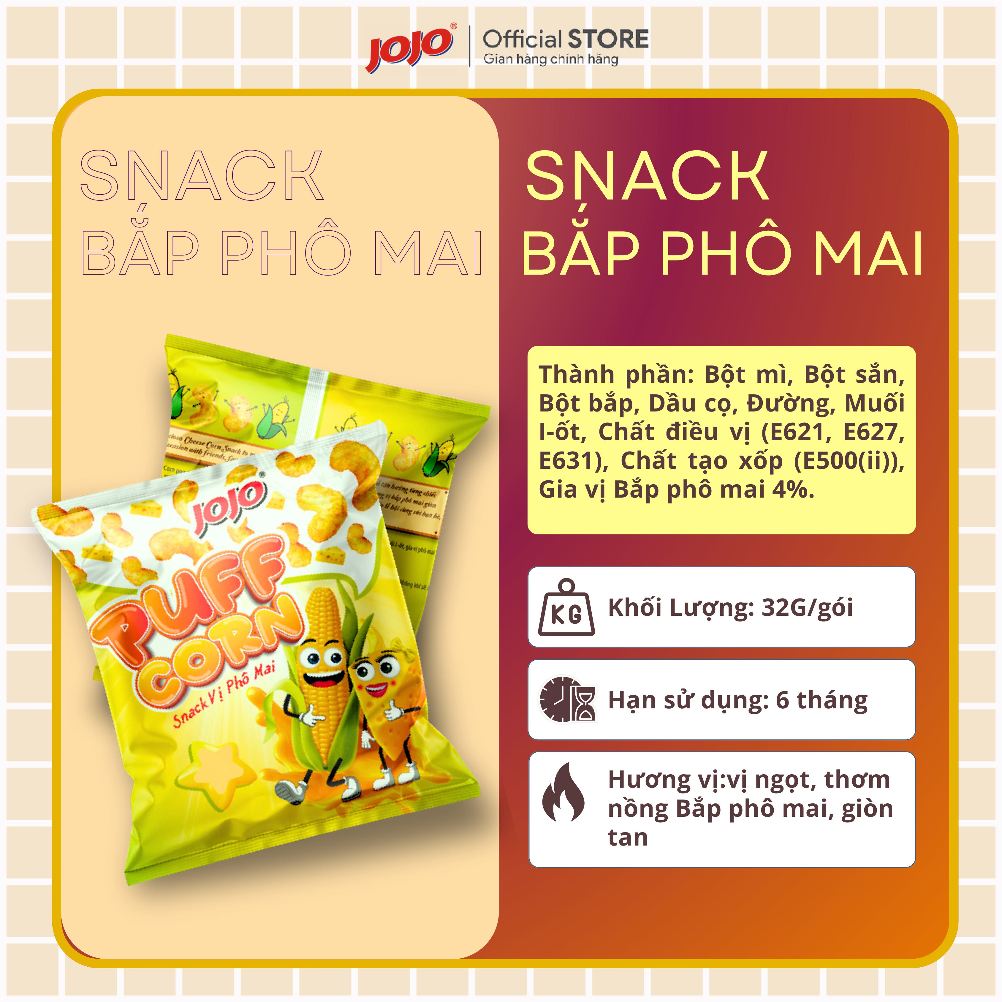 Snack JOJO Vị Rau Củ Quả Loại 32G (Tặng Đậu 30G)