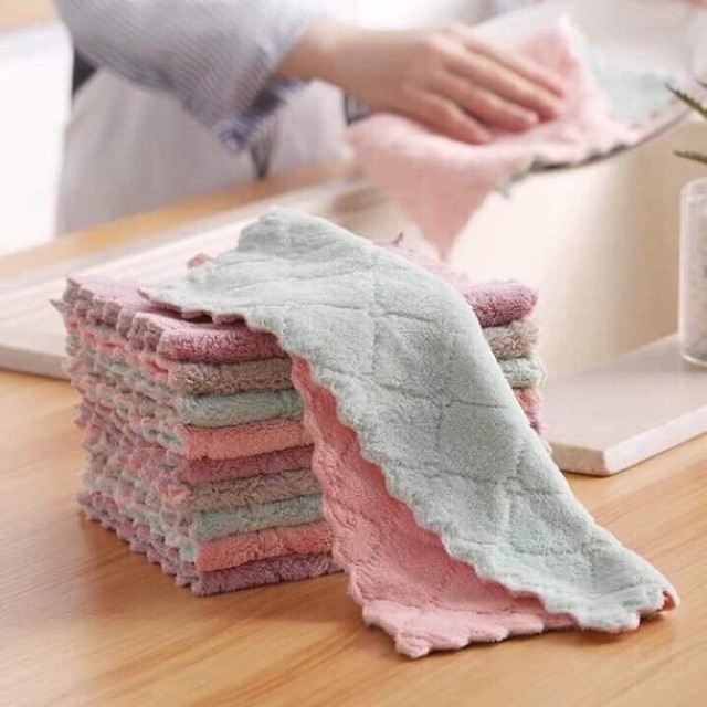 Set 10 Khăn lau 2 mặt đa năng mềm mịn siêu mướt siêu mượt
