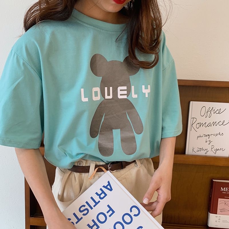 2021夏装新款韩版ins网红款港风短袖T恤女式宽松辣妹打底衫上衣服