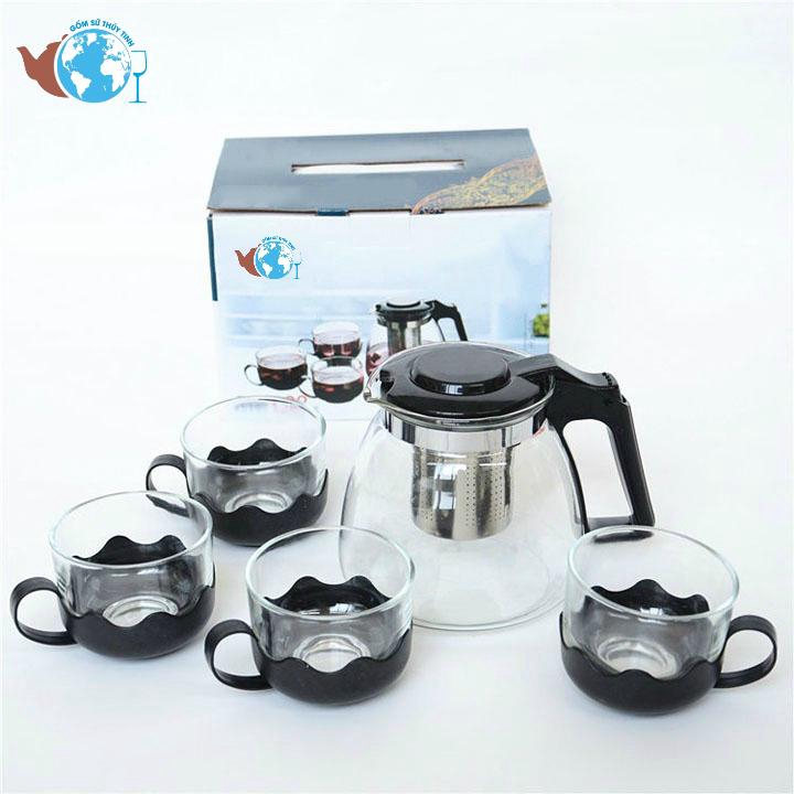 [HCM]Bộ ấm trà lõi lọc và 4 ly thuỷ tinh
