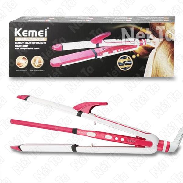 Máy làm tóc 3in1 chuyên nghiệp Kemei KM-3304 điều chỉnh 5 mức nhiệt độ chuyên dụng uốn tóc, duỗi tóc, là tóc, dập xù, bấm tóc cao cấp