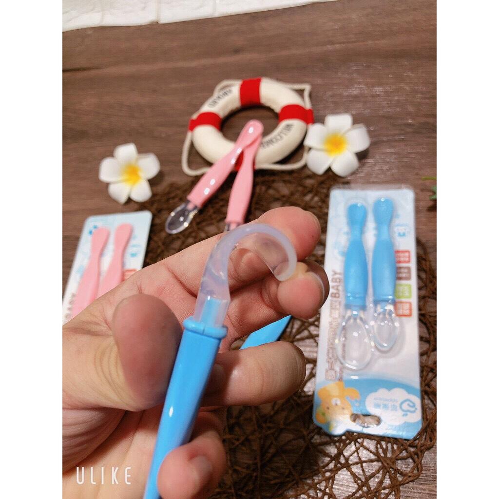 Sét 2 thìa ăn dặm silicone kèm vỉ ms2020